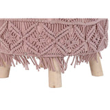 Repousa pés DKD Home Decor Natural Rosa Claro Madeira Boho Macramé 53 x 53 x 31 cm