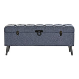 Banco-arca DKD Home Decor Azul Metal Poliéster MDF (121 x 42 x 53 cm)