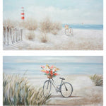 Pintura DKD Home Decor 140 x 3,5 x 70 cm Praia Mediterrâneo (2 Unidades)