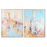 Pintura DKD Home Decor 60 x 3,5 x 80 cm Cidade 60 x 3 x 80 cm Loft (2 Unidades)