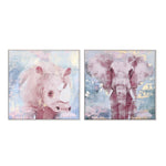 Pintura DKD Home Decor 103 x 4,5 x 103 cm Elefante Moderno (2 Unidades)