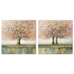 Pintura DKD Home Decor Árvore 80 x 3 x 80 cm Tradicional (2 Unidades)