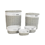 Conjunto de Cestos DKD Home Decor Branco Cinzento vime 51 x 37 x 56 cm 52 x 38 x 57 cm (5 Peças)