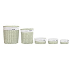 Conjunto de Cestos DKD Home Decor Verde vime 51 x 37 x 56 cm (5 Peças)