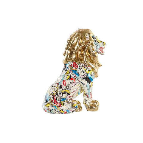 Figura Decorativa DKD Home Decor Dourado Leão Resina Multicolor Moderno (21 x 14,5 x 27 cm) (15 x 21 x 27 cm)