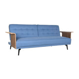 Sofá-cama DKD Home Decor Preto Azul Metal Castanho Poliéster Madeira de eucalipto (203 x 87 x 81 cm)