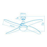 Ventilador de Teto com Luz EDM 33806 Caspio Branco 60 W