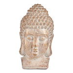 Figura Decorativa para Jardim Buda Cabeça Branco/Dourado Poliresina (35 x 65,5 x 38 cm)