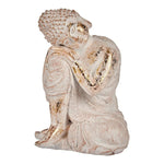 Figura Decorativa para Jardim Buda Branco/Dourado Poliresina (23 x 33 x 26 cm)