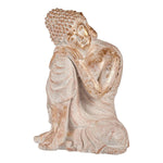 Figura Decorativa para Jardim Buda Branco/Dourado Poliresina (35,5 x 54,5 x 42 cm)