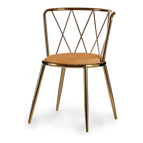 Cadeira Dourado Metal Losangos Mostarda (50,5 x 73 x 51 cm)