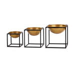 Conjunto de Tigelas Preto Dourado Decoração 3 Peças Metal