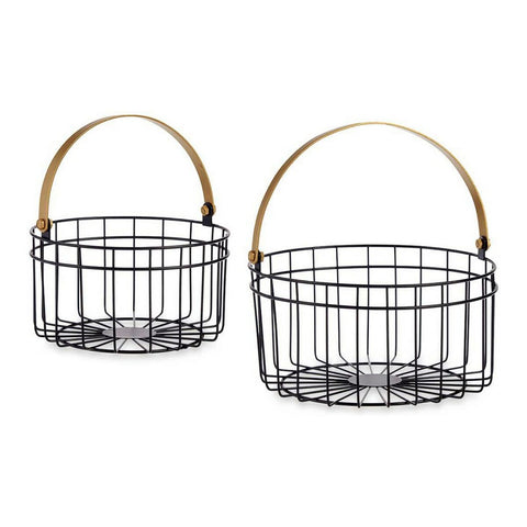 Cabaz Preto Dourado Metal 25 x 27 x 25 cm (2 pcs)