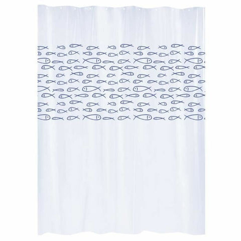 Cortina de Duche Gelco Branco Peixes PEVA (180 x 200 cm)
