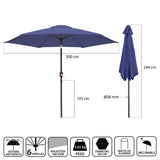 Parasol Monty Alumínio Azul Marinho 300 cm