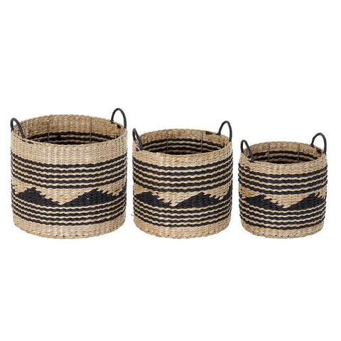 Conjunto de Cestas DKD Home Decor Metal Colonial Fibra (35 x 35 x 35 cm)