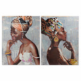 Pintura DKD Home Decor 90 x 2,8 x 120 cm Colonial Africana (2 Unidades)