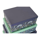 Conjunto de Caixas de Organização Empilháveis DKD Home Decor Roxo Verde Cartão (43,5 x 33,5 x 15,5 cm)