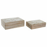 Guarda-Joias DKD Home Decor 25,5 x 18 x 8 cm Castanho Branco Madeira de mangueira (2 Unidades)