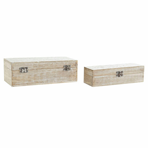 Guarda-Joias DKD Home Decor 27 x 11,5 x 9 cm Natural Branco Madeira de mangueira (2 Unidades)