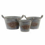 Conjunto de Vasos DKD Home Decor 32 x 31 x 30 cm Cinzento Metal Castanho Shabby Chic