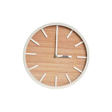 Relógio de Parede DKD Home Decor 23,5 x 4 x 23,5 cm Natural Branco Madeira MDF