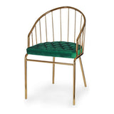 Cadeira Dourado Verde Barras Poliéster Ferro (51 x 81 x 52 cm)