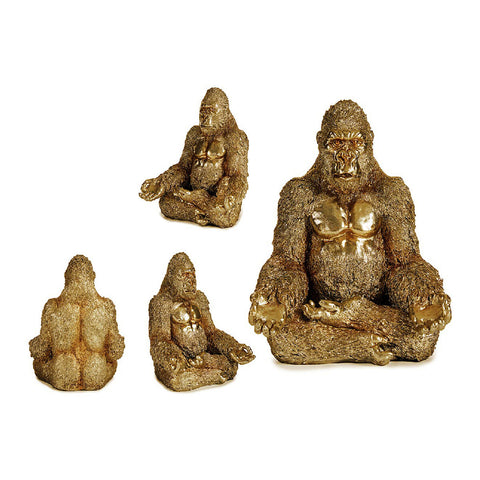 Figura Decorativa Gorila Dourado 19 x 26,5 x 22 cm